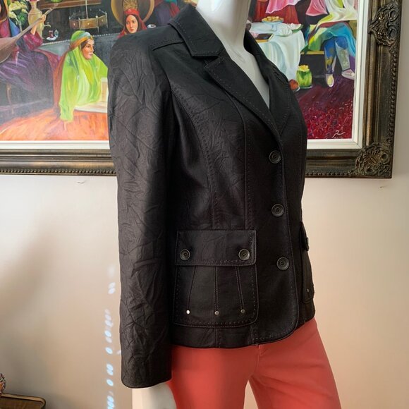 Proportion Petite Women's Conrad C Crinkled Blazer Faux Leather Jacket - Picture 4 of 11